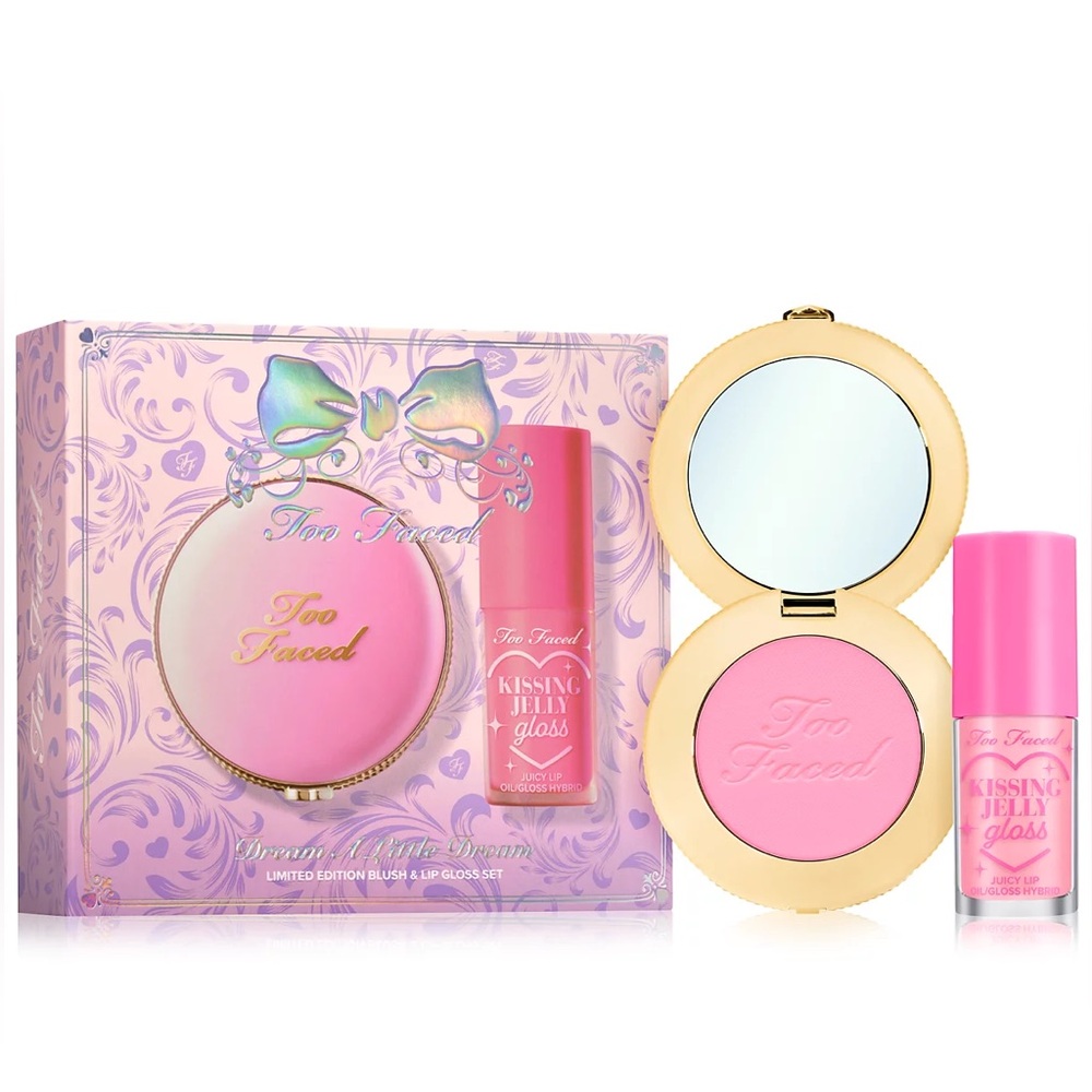 Too Faced Dream A Little Dream: Blush and Lip Gloss Set- limited edition, vegan